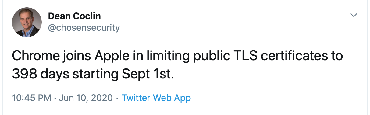 CA/Browser Forum representative tweet